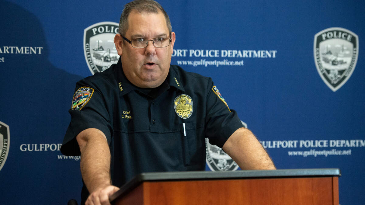 Gulfport Police Chief Chris Ryle encourages those with information on a shooting that occured at a New Years’ Eve house party to contact the Gulfport police department during a press conference at the Gulfport Police Department on Saturday, Jan. 1, 2021.