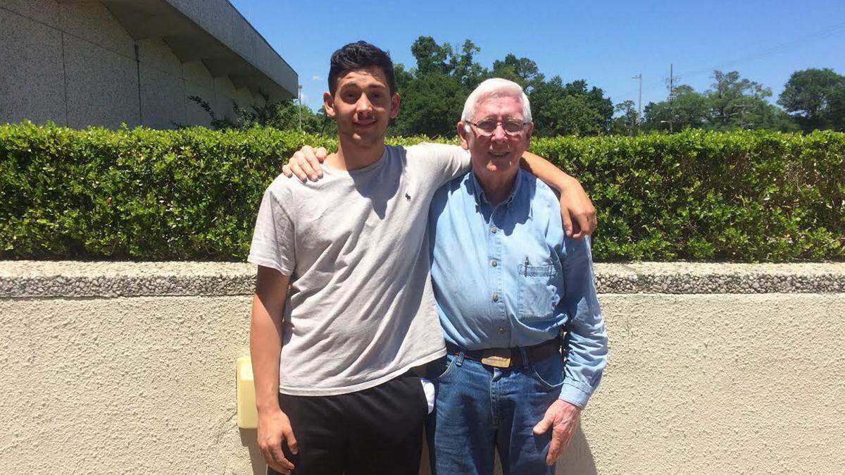 REGINA ZILBERMINTS/SUN HERALD 
 Steven Gac, 18, of Gulfport, and his grandfather, John Armstrong, 77, of Long Beach