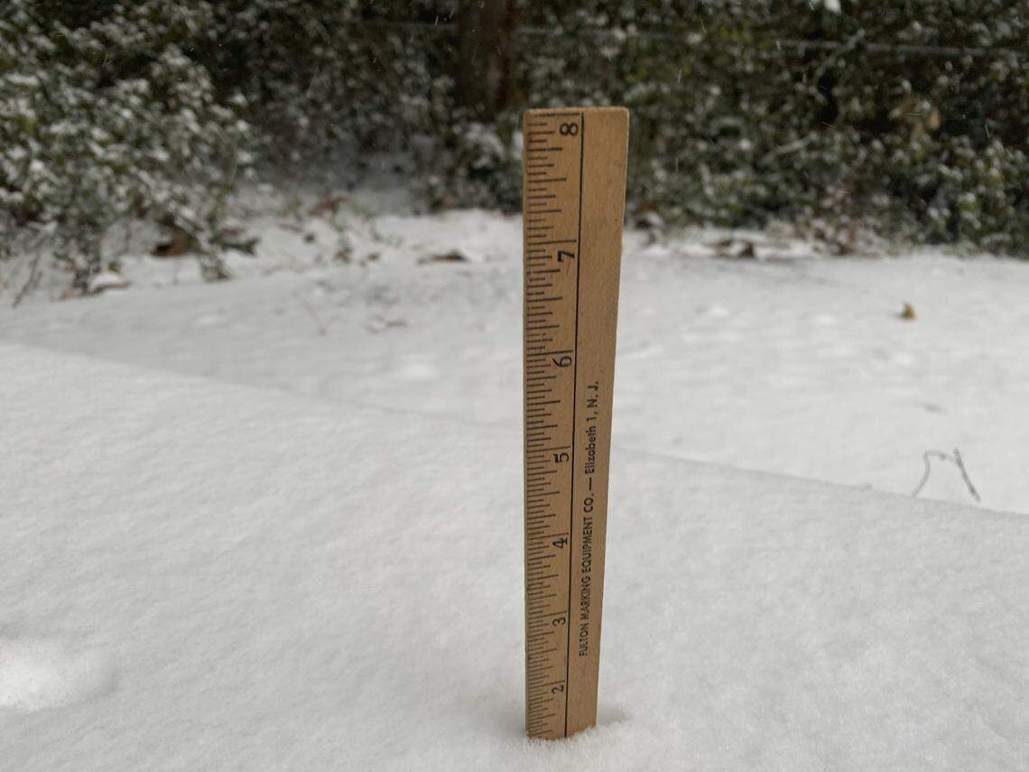 An inch of snow had fallen in Vancleave by 10:30 a.m. Tuesday, Jan. 21, 2025.