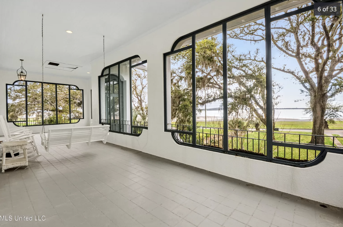 The porch of a home for sale on N. Beach Bouelvard in Bay St. Louis, listed for $1.8 million.