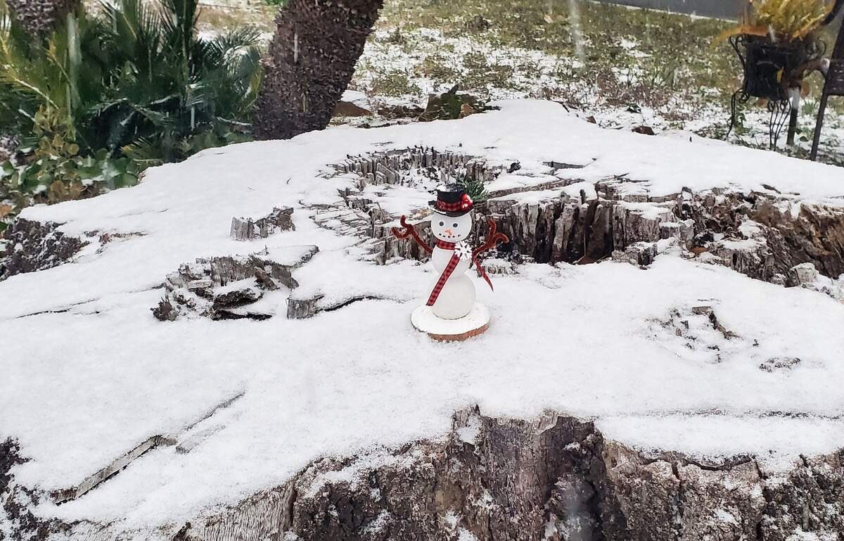 Gail Thibodeaux Parker sent in this photo of a snowman decoration sitting in the snow on Benachi Avenue in Biloxi. “Wanted to make a snowman, but this is the best I could do,” she said.