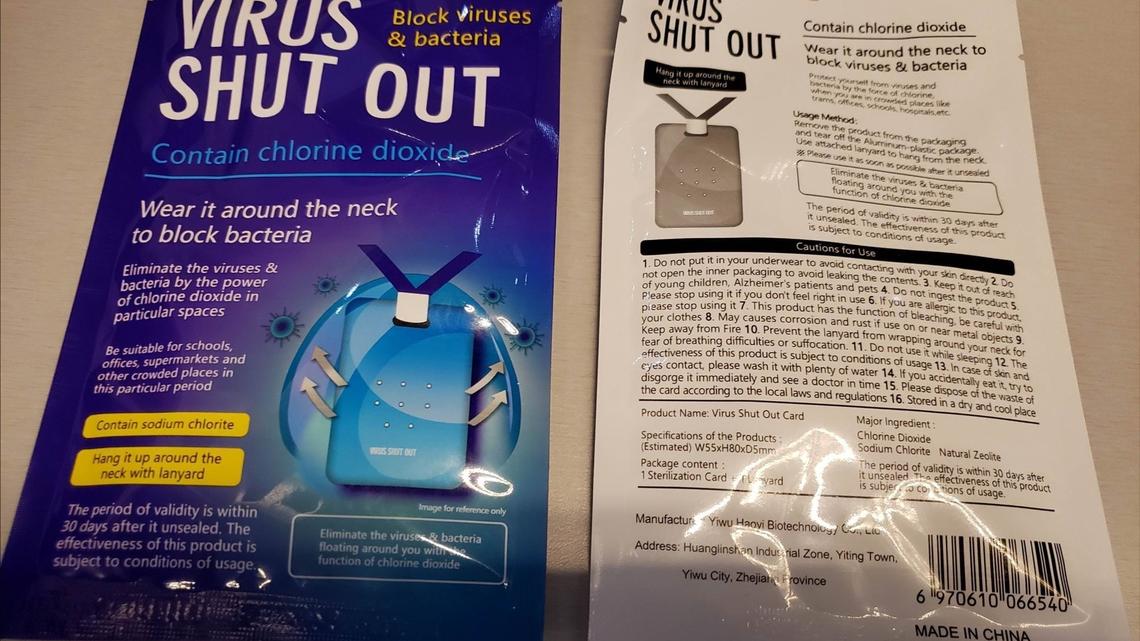 U.S. Customs and Border Protection officers seized over 30,000 so-called “virus shut out” necklaces from a big rig headed from Arizona into Mexico.