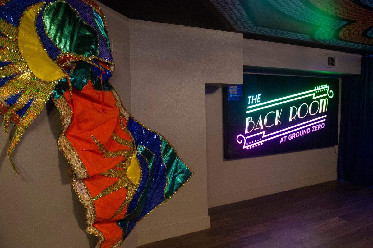Historic Mardi Gras costumes and at Ground Zero’s new lounge and bar space, The Back Door, at their Biloxi location on Wednesday, May 21, 2025.