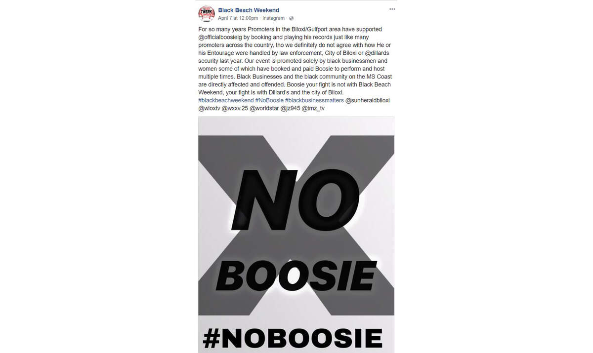 Biloxi Black Beach Weekend's Instagram account posted this over the weekend. It has since been deleted.