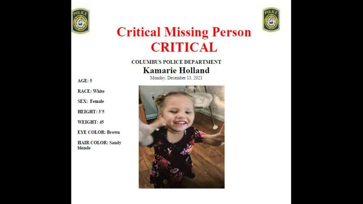 Kamarie Holland, 5, was reported missing from Columbus, Georgia on Monday, Dec. 13.