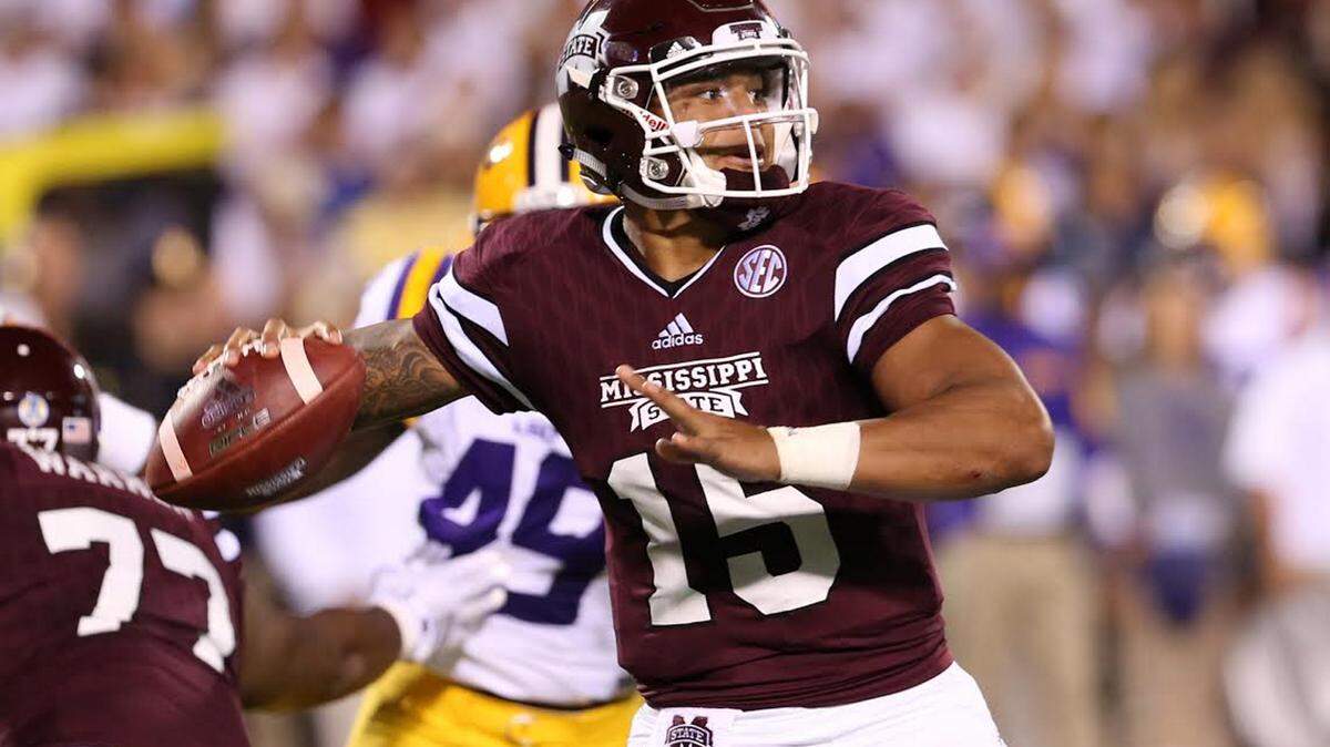 KELLY PRICE/MISSISSIPPI STATE 
 Mississippi State quarterback Dak Prescott is the first Conerly Trophy nominee to be announced. He won the award in 2014.