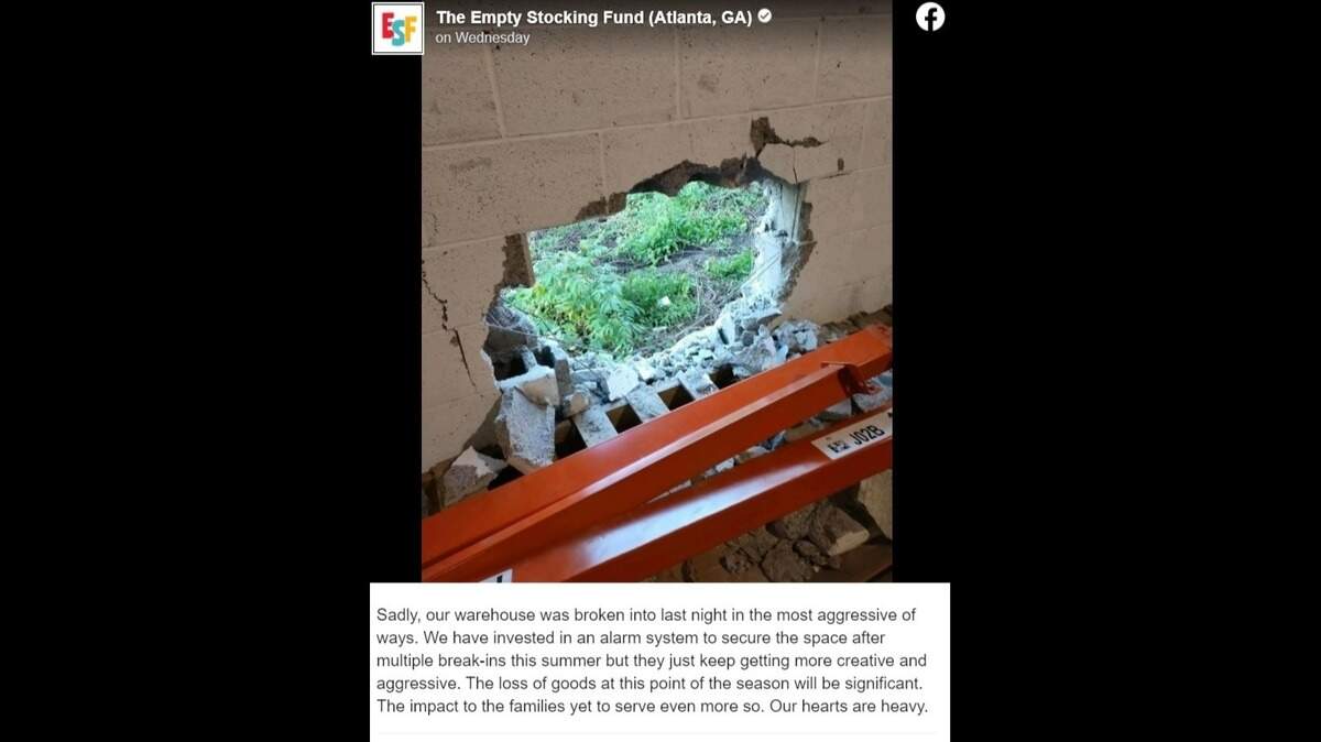 Dozens of gifts were stolen from the Empty Stocking Fund charity after a thief broke into their warehouse in Atlanta, Georgia on Dec. 22, just days before Christmas.