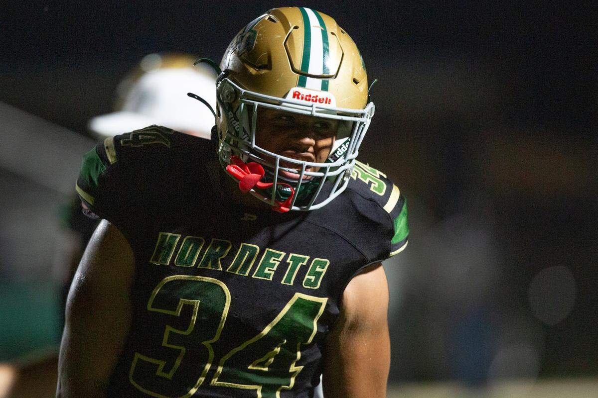 Poplarville’s Josh Beck reacts after a play during a playoff game between Poplarville and Mendenhall at Poplarville on Friday, Nov. 8, 2024.