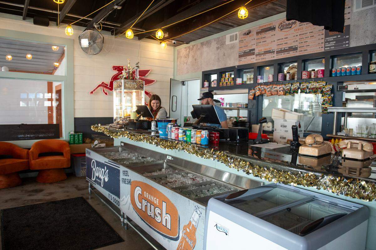 The counter at The Garage at Cash Alley in Ocean Springs on Friday, Dec. 13, 2024. The restaurant has a counter service set up and a bar.