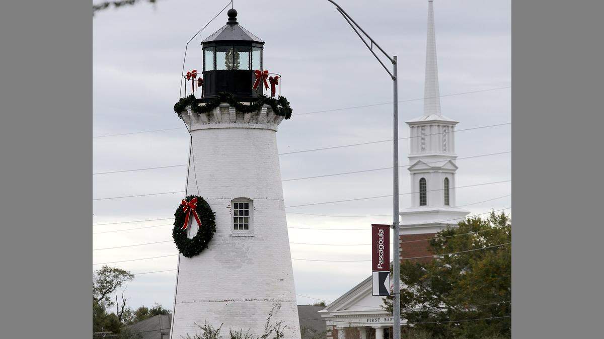 Round Island Lighthouse in Pascagoula was decked out for the holiday season in December 2016.