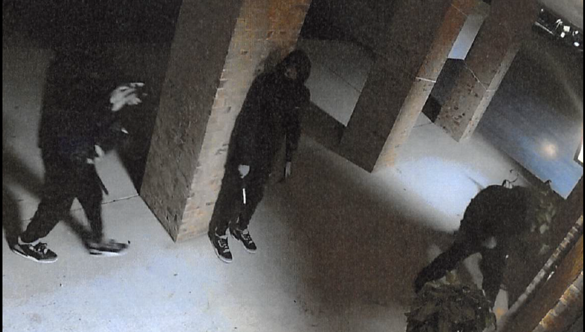 Three suspects were captured on surveillance cameras during a burglary at County Discount Drugs in Wiggins, Mississippi, on Oct. 24, 2024.