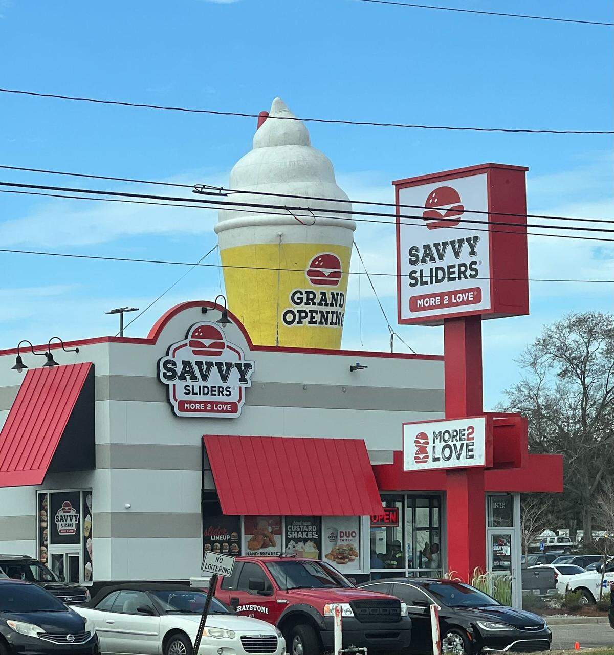 The Grand Opening Custard sits atop the new Savvy Sliders in Gulfport, Mississippi.
