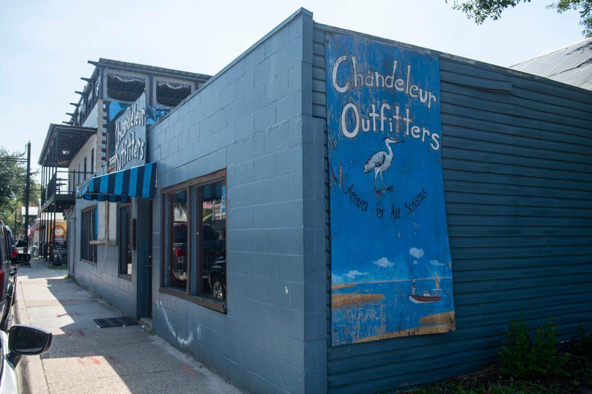 The former site of Chandeleur Outfitters sits empty on Tuesday, Aug. 16, 2022. The building has been purchased by Jourdan Nicaud, the owner of Rooftop Taco & Tequila Bar next door.