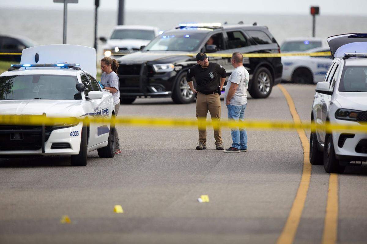 Gulfport police investigate a shooting Tuesday at U.S. 90 and Hewes Avenue.