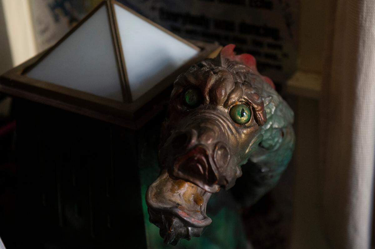 The dragon is not the only piece of Lady Luck Casino memorabilia the Ganns own. Another small decorative dragon from the Lady Luck Casino sits in storage at Frank and Marlene Gann’s home on Tuesday, Oct. 17, 2023.