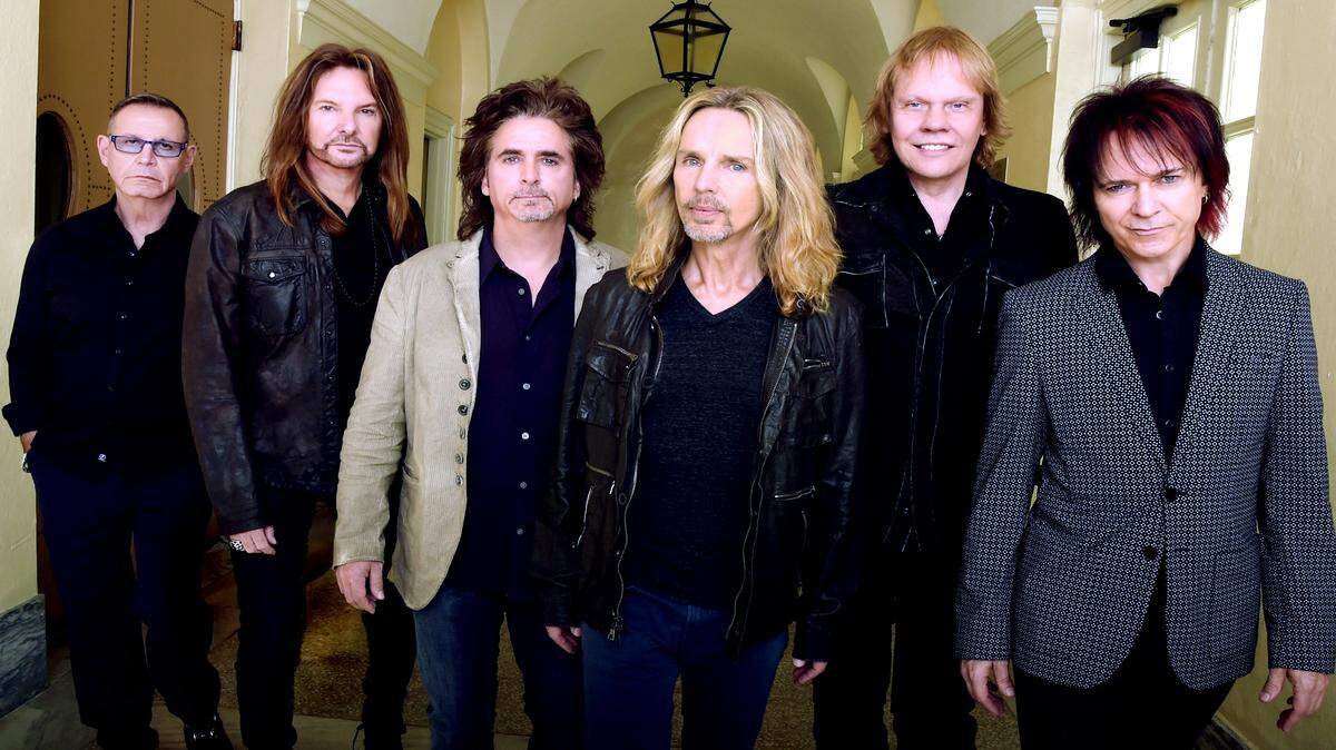 COURTESY BEAU RIVAGEChuck Panozzo, left, Ricky Phillips, Todd Sucherman, Tommy Shaw, James 'J.Y.' Young and Lawrence Gowan are Styx.