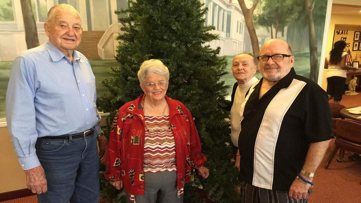 JEFF CLARK/SUN HERALDBrookdale residents Percy Hancock, left, Elaine Rose, Alma Kitchen and Mike Clark discuss their plans for Christmas. Brookdale is one of more than 50 assisted living homes on the Coast that may have residents in need of holiday gifts.