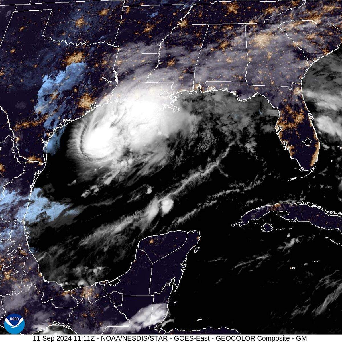 Hurricane Francine tracks toward Louisiana on Wednesday.