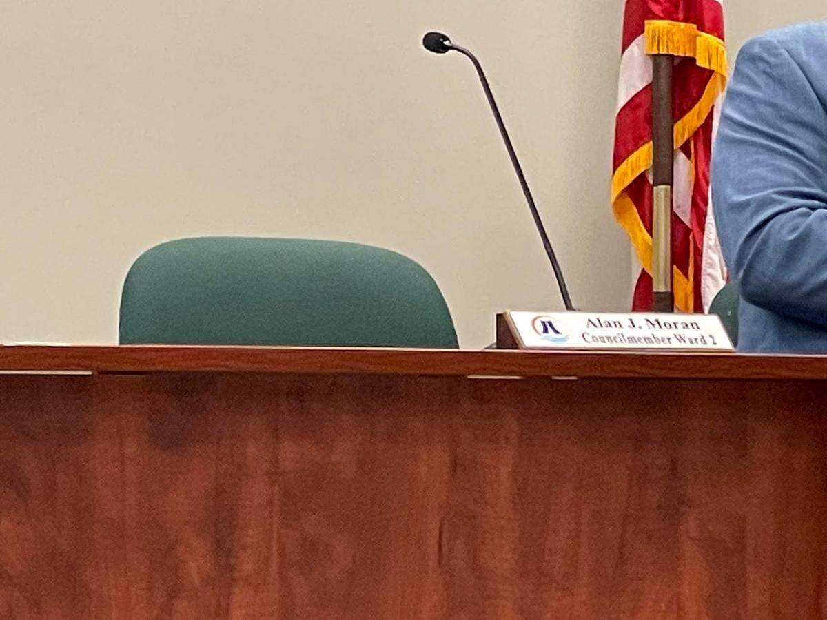 Diamondhead City Councilman Alan Moran was not present at the City Council meeting on Tuesday, February 15, 2022, after his arrest on Valentine’s Day on misdemeanor charges.