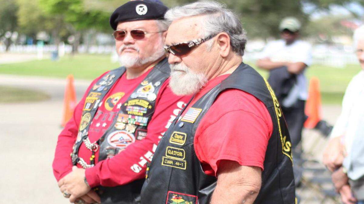 JEFF CLARK/SUN HERALD 
 Royce 'Gator' Cannon joins other Vietnam veterans who were honored Tuesday, March 29, 2016 at Biloxi National Ceremony.