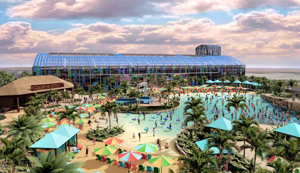 A new water park at the recently renamed Tropic Falls will feature both indoor and outdoor space. The indoor space will feature a retractable roof, the first of it’s kind in the U.S.