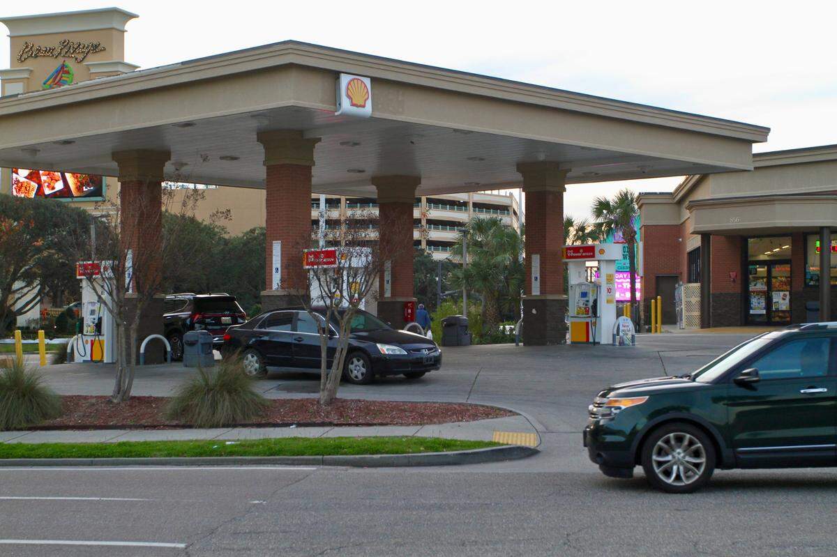 Gas pumps at Clark’s convenience store and service station at Reynoir Street and U.S. 90 in downtown Biloxi, where Gulfport resident Laura Joffrion says her 2023 BMW was damaged Dec. 9.