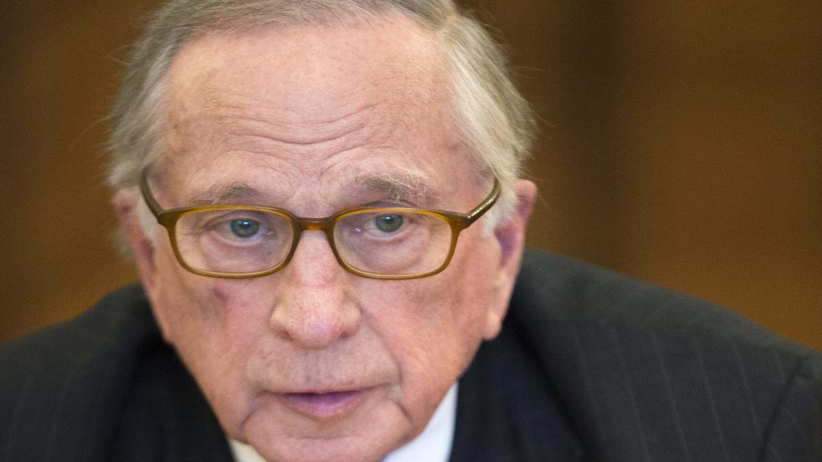 Former Georgia Senator Sam Nunn speaks during a meeting with Russian Foreign Minister Sergey Lavrov in Moscow, Russia, Wednesday, Feb. 24, 2016. (AP Photo/Pavel Golovkin)