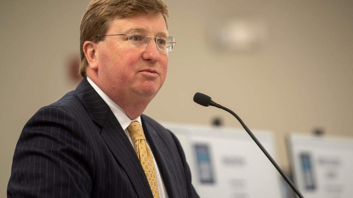 Mississippi Gov. Tate Reeves announces his appointments to the Governor’s Gulf Coast Advisory Committee at Diamondhead City Hall in Diamondhead to on Thursday, Aug. 12, 2021.