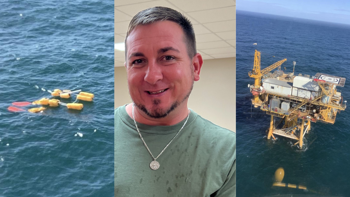 Debris from helicopter crash 10 miles off Southwest Pass, Louisiana, Dec. 29, 2022. The Coast Guard suspended its search for four passengers aboard a downed helicopter. One victim was identified by family as David Scarborough of Lizana, Mississippi.