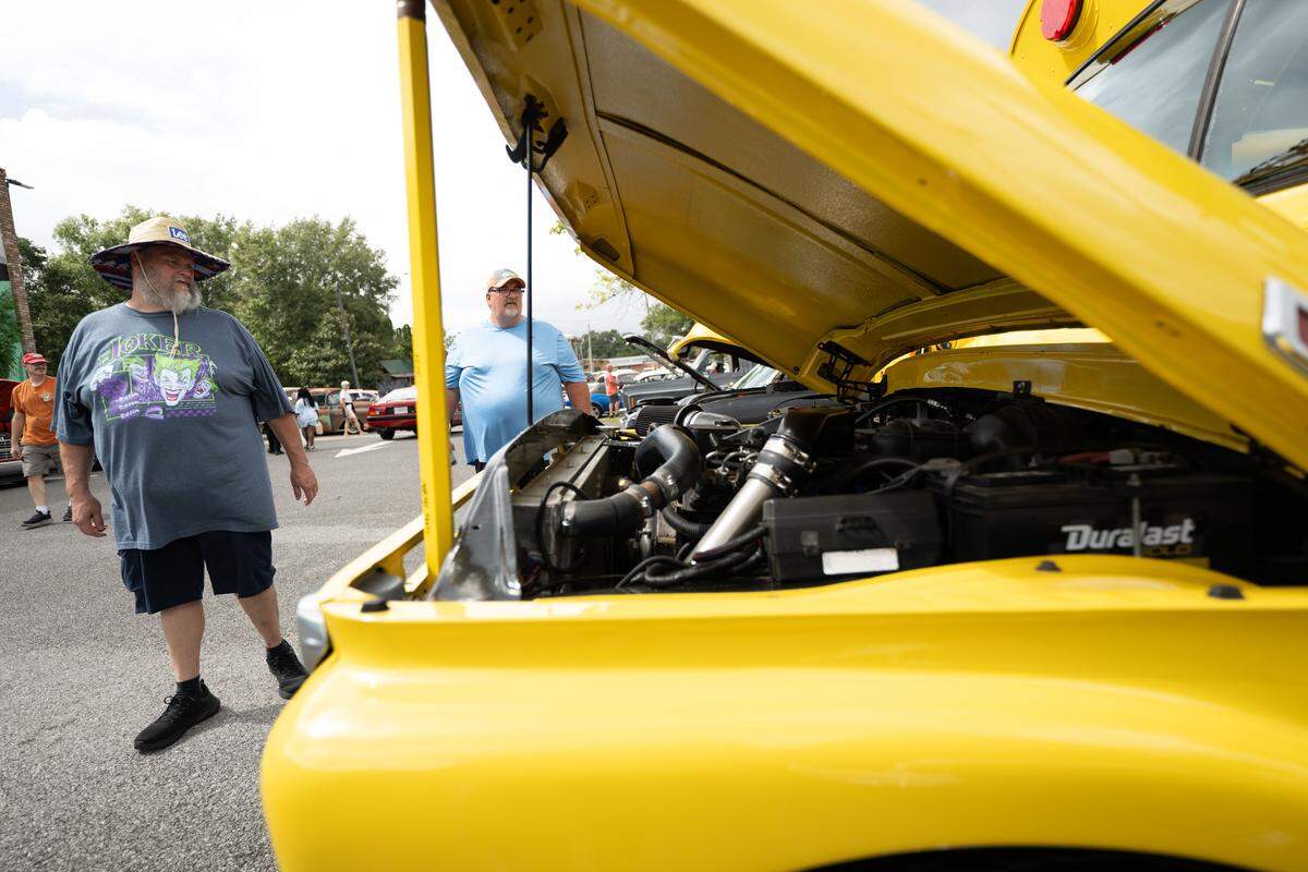 Cars are parked along Main Street during Cruisin’ The River City in Moss Point on Tuesday, Oct. 7, 2025.