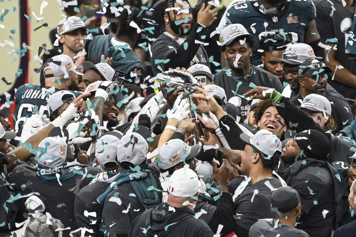The Philadelphia Eagles celebrate their Super Bowl win at the Superdome in New Orleans on Sunday. A man bet $1 million at the Beau Rivage Resort & Casino in Biloxi on the Eagles to win. Here’s how it paid off.