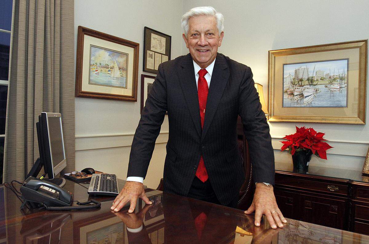 George Schloegel is pictured in 2011, more than halfway through his term as Gulfport mayor. The former Hancock Bank CEO and Coast icon died in his sleep on the early morning of October 6.