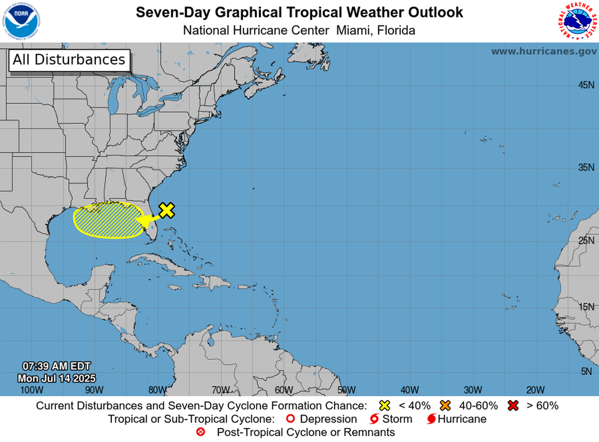 The National Hurricane Center is tracking a disturbance that is forecast to move across northeastern Gulf by late Tuesday.