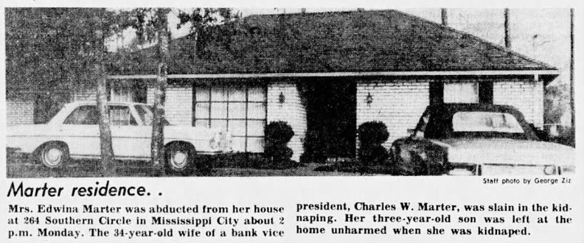 A Sun Herald file photo shows the residence of Charles and Edwina Marter from which Edwina Marter was kidnapped.