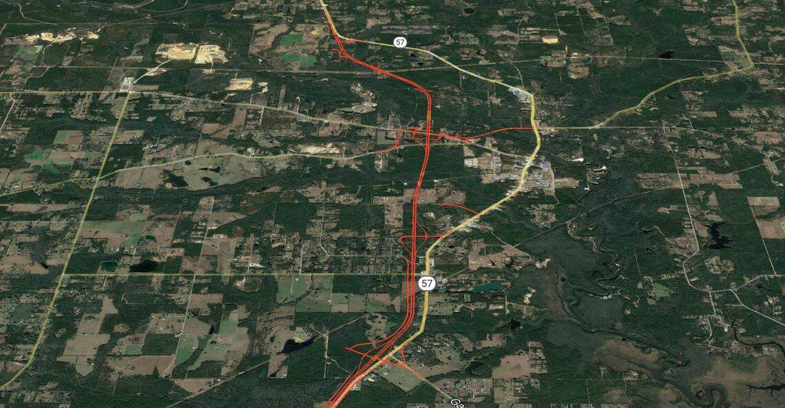 This map shows how the bypass will be built west of the business areas and schools in Vancleave.