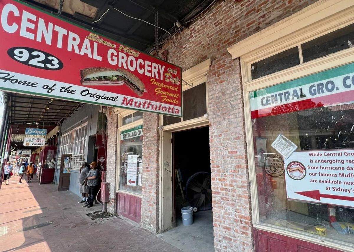 Central Grocery, the historic Italian deli in the French Quarter, as it appears in July 2023. 