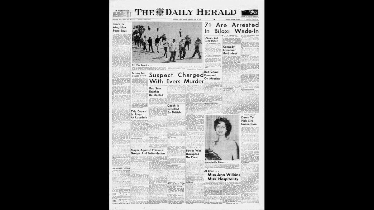 The front page of the Daily Herald after the final wade-in protest.