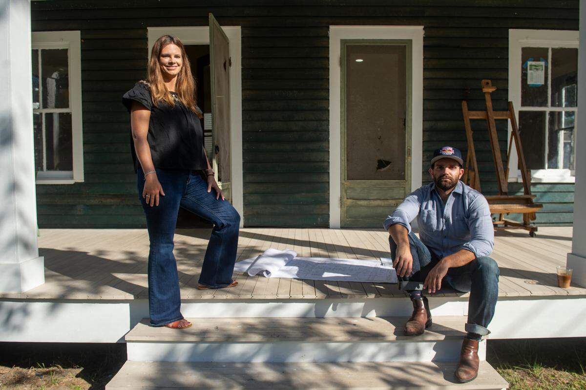 Julian Rankin, right, executive director at the Walter Anderson Museum of Art, and Angela Mitchell, director of development and external affairs, pose for a photo outside The Traveler at the Walter Anderson Museum of Art in Ocean Springs.