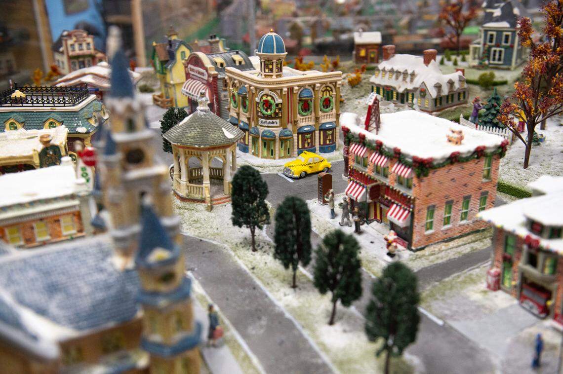 A Christmas themed model train display, which is part of TrainTastic’s Holiday Lights event, at TrainTastic Interactive Model Railroad Museum in Gulfport.