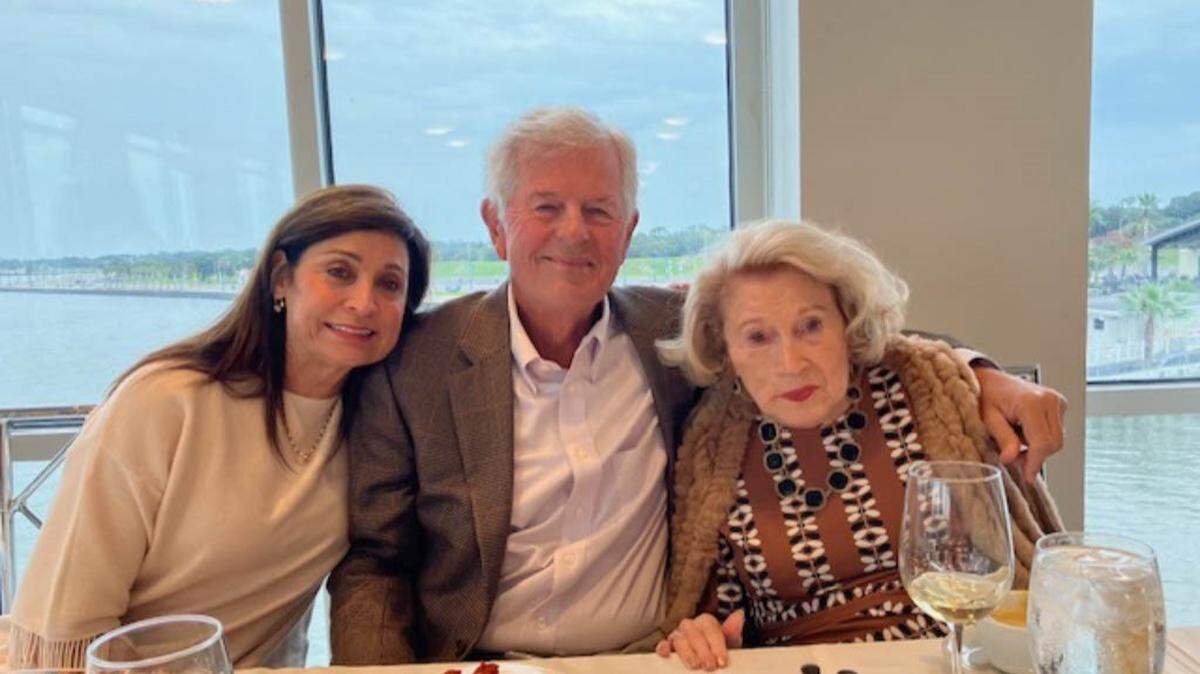 Jim Miller with his wife, Jean (left) and his Gulfport native mother-in-law, Gloria Salloum Newman (right).