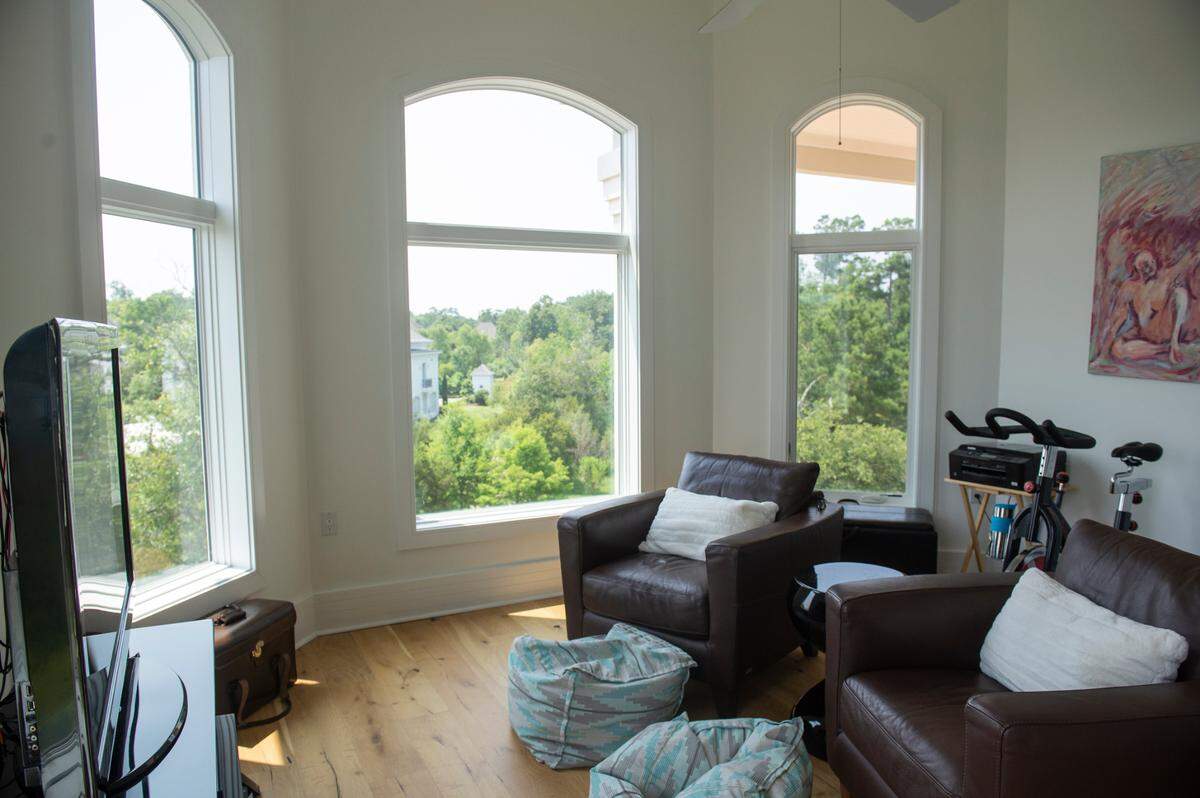 A bedroom being used as an entertainment room inside a house for sale off of Rue Rivage in Ocean Springs on Friday, June 9, 2023.
