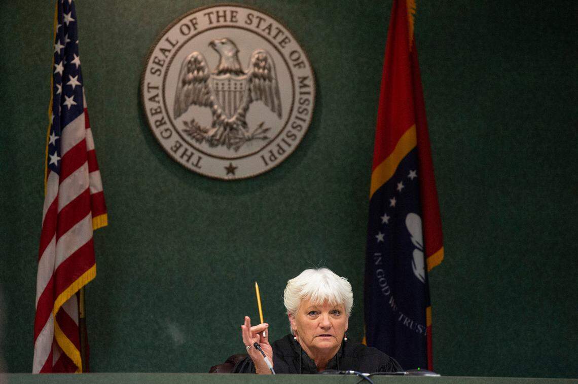 Judge Kathy Jackson hands down her sentence during a sentencing hearing for Jacob Blair Scott in Jackson County Circuit Court in Pascagoula on Thursday, June 2, 2022. Scott was sentenced to 85 years in prison.