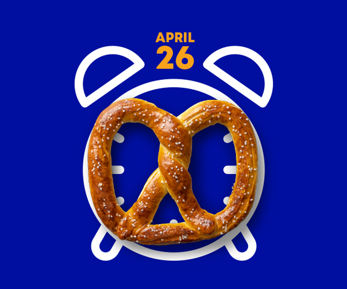 Auntie Anne’s will treat reward members to a free Original or Cinnamon Sugar pretzel on National Pretzel Day.