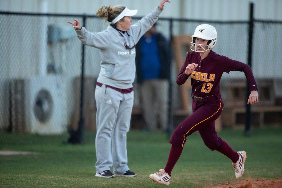 George County’s Hannah Pitts rounds third base during a game at St. Martin on Monday, March 20, 2023.