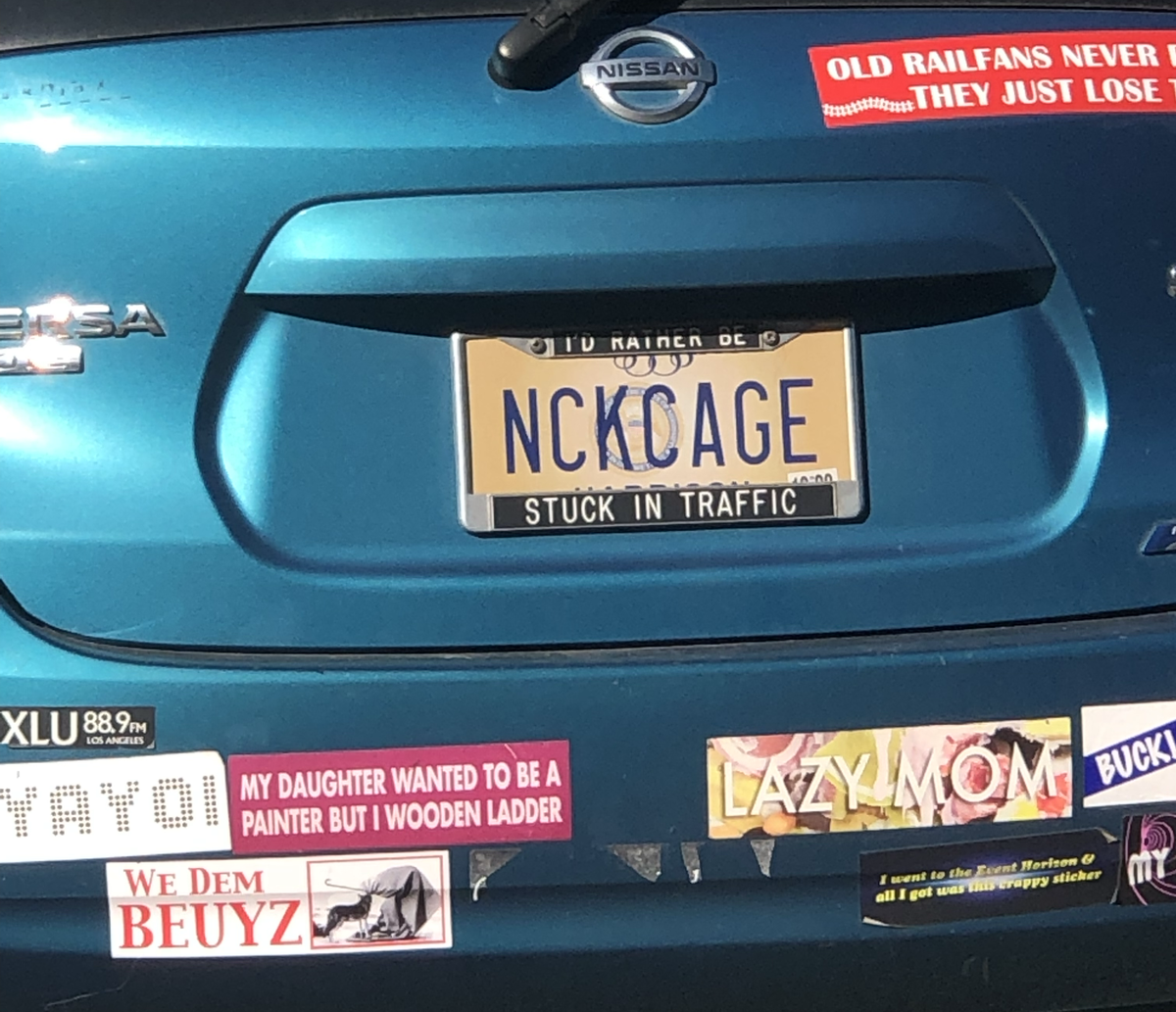 Sitting in traffic isn’t so bad when admiring this license plate inspired by actor Nick Cage.