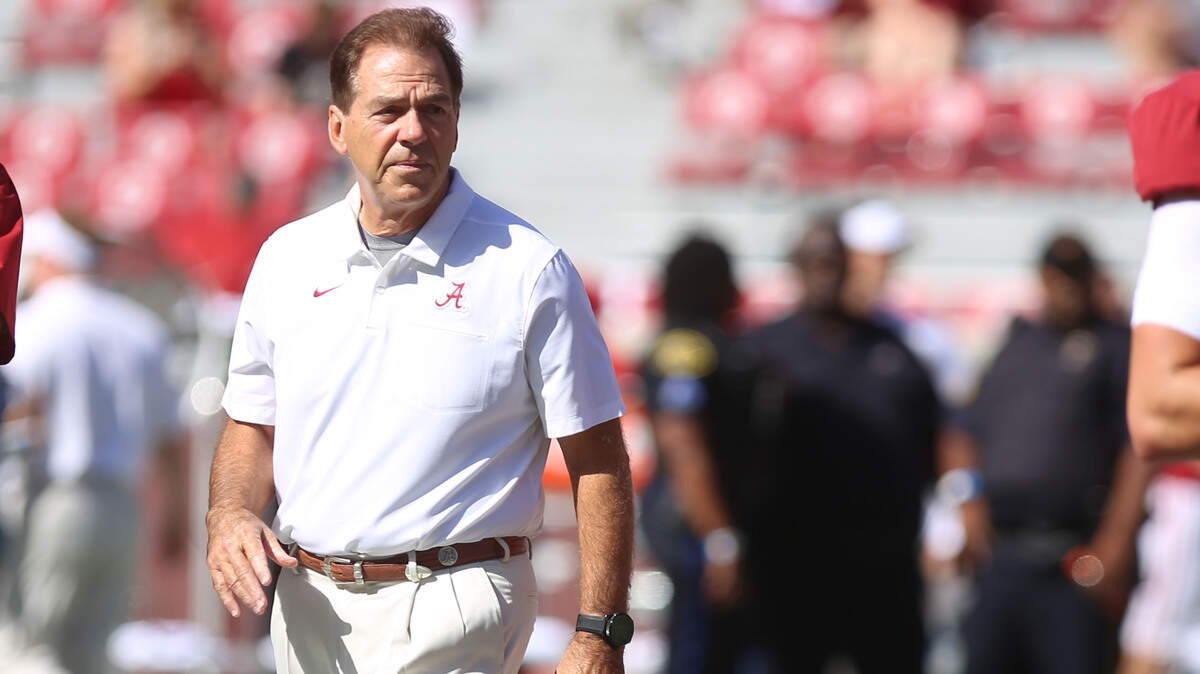 Alabama head football coach Nick Saban ahead of the Tide’s match up with the Southern Miss Golden Eagles Sept. 21, 2019.