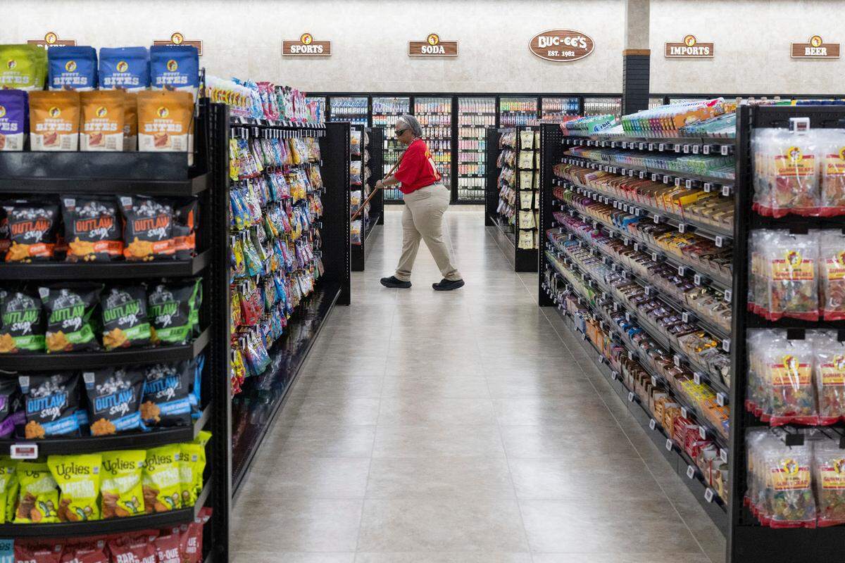 Workers prepare for the opening of Buc-ee’s first Mississippi location, located in Harrison County, on Monday, June 9, 2025.