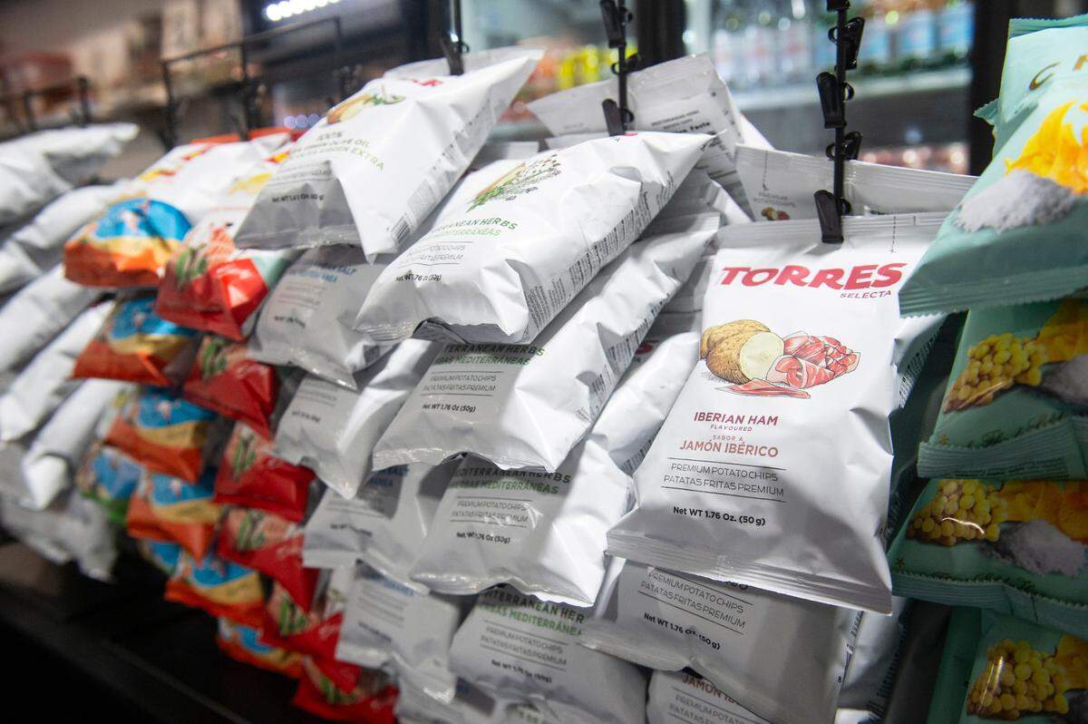 Imported potato chips in a variety of flavors are featured at Tavi’s Salumeria in Gulfport.