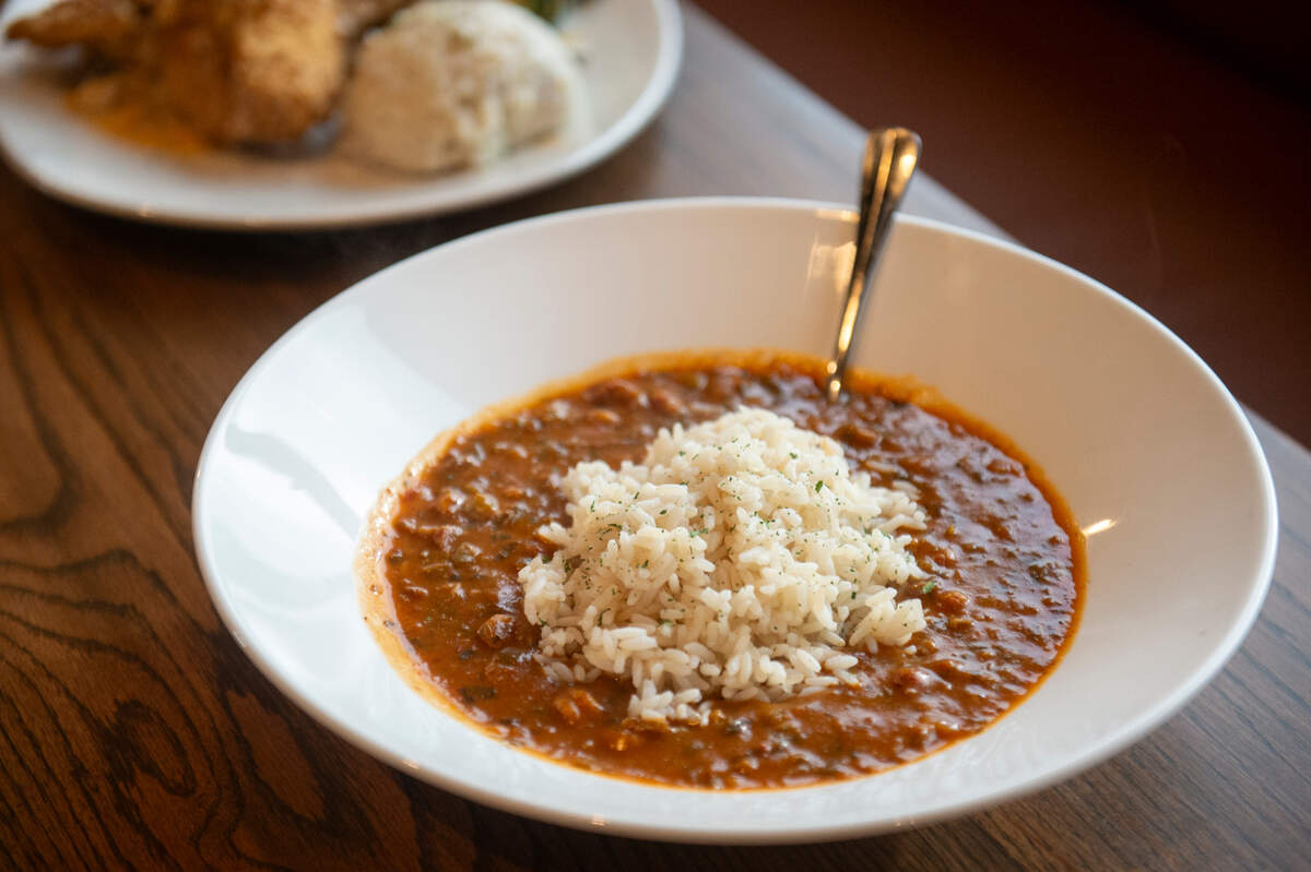 The crawfish etouffe at Coterie Restaurant and Oyster Bar in Long Beach on Thursday, Dec. 14, 2023.