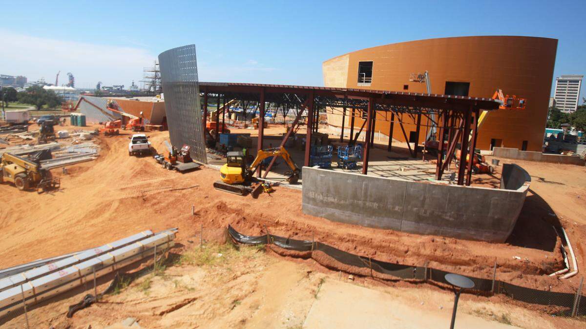 Construction continues on the Mississippi Aquarium in Gulfport Sept. 13, 2019.